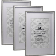 Cement Grey & White Two Tone A2(42x59.4cm) Picture Frames Set of 3 with Acid Free Mounts for A3(29.7X42CM), A3 boxed photo frames 3pack,Grey A2 Poste