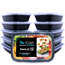 Zencart 12 Pack Meal Prep Containers Reusable, BPA Free Food Prep Containers with Lids for Freezer Storage- Microwavable, Freezable & Dishwashers Saf