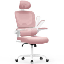 naspaluro Ergonomic Office Chairs, High Big Study Desk Computer Chair with Back Support, Adjustable Headrest and Flip-up Armrests Pink Work Chair, Sw