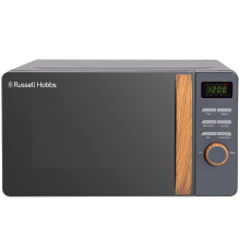 Russell Hobbs RHMD714G 17 L 700 W Scandi Grey Digital Microwave with 5 Power Levels, Wood Effect Handle & Dials, Clock & Timer, Automatic Defrost, Ea