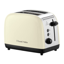 Russell Hobbs 2 Slice Lift & Look Toaster (Longer slots, 6 Browning levels, Defrost/Reheat/Cancel function, Removable Crumb Tray, 1670W, Cream & Stai