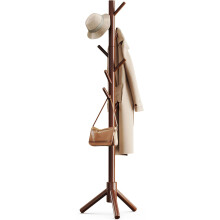 Pipishell Sturdy Wooden Coat Stand, 3 Adjustable Sizes Coat Tree with 8 Hooks, Coat Stands for Hallway Entryway, Hat Stand for Clothes, Used in Bedro