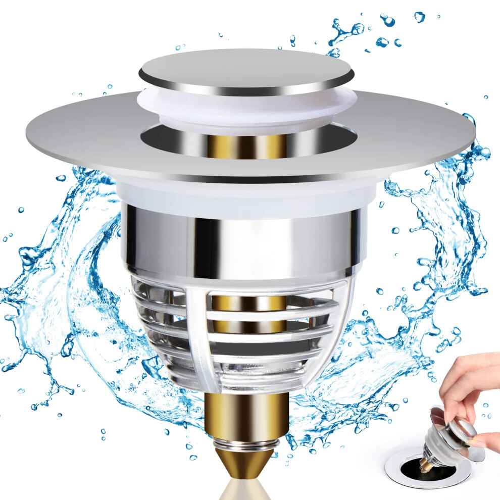 Diboniur Sink Plug, Bathroom Sink Plug Replacement, Universal Sink Stopper, Sink Plug Strainer Stainless Pop Up Bidet Plug For Bathtub, Kitchen, Basi 96875308