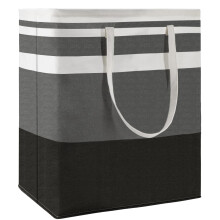 Maxsilan 120L Freestanding Laundry Basket with Extended Handle, Collapsible Large Cotton Clothes Hamper Storage Basket, Gradient Grey