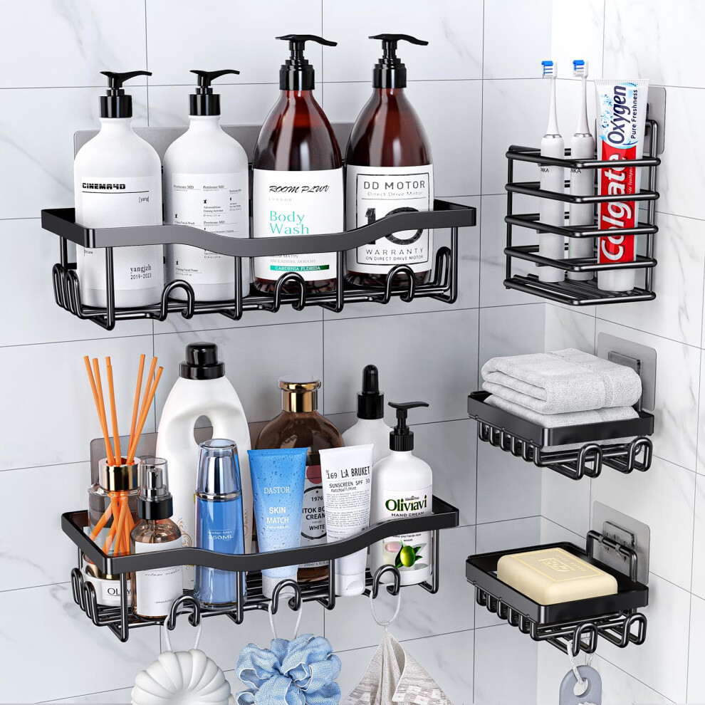 PKBD Rustproof Stainless Steel Shower Caddy 5 Pack, Bathroom Storage Accessory Shelf Organiser No Drilling Hanging, Soap Toothbrush Holder Set, Kitch-image-OPC-PMGTGSH-NEW