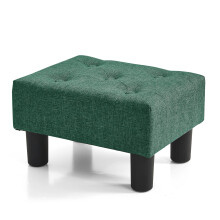 BRIAN & DANY Small Foot Stool, Linen Footstool with Legs, Footstools for Living Room, Ottoman Footrest Extra Seating for Entryway, Green