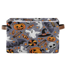 Cgiub Halloween Boo Basket Foldable Fabric Boo Box with Handles Halloween Basket Holiday Storage Bin Closet Organiser for Toys Candys Trick-or-Treat