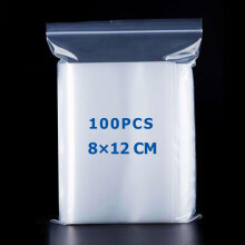 EJunee 100 Reusable 8x12cm Resealable Plastic Bags, Clear, Poly Grip Seal Bags, Transparent, Zip Lock Bags for Jewelry, Candies, Medicine, Snacks, Se