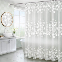 HUIBOHOU Shower Curtain - Solid Colour Fabric Shower Washable Curtain Mould Resistant and Water Repellent (Flower, 180 * 180cm)
