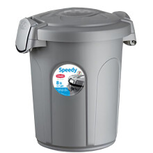 Home Centre Indoor Outdoor Clip On Locking Lid Grey 8 Litre Plastic Waterproof Waste Bin Garden Garage Office Kitchen Home Suitable Dustbin Sturdy He