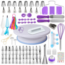 Cake Decorating Kit,137pcs Cake Decorating Supplies with Cake Turntable for Decorating,Pastry Piping Bag,Russian Piping Tips Baking Tools, Cake Bakin