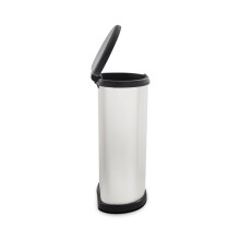 Curver Metal Effect 70% Recycled Kitchen Accessories One Touch Deco Bin, Silver, 40 Litre