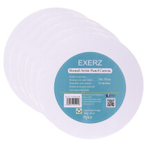 Exerz 30cm Round Canvas Panels 6pcs/ 3mm 280gsm 100% Cotton/Diameter 30cm Blank Artist Canvas Board/Triple Primed/Acid Free/Medium Grain - Oil & Acry