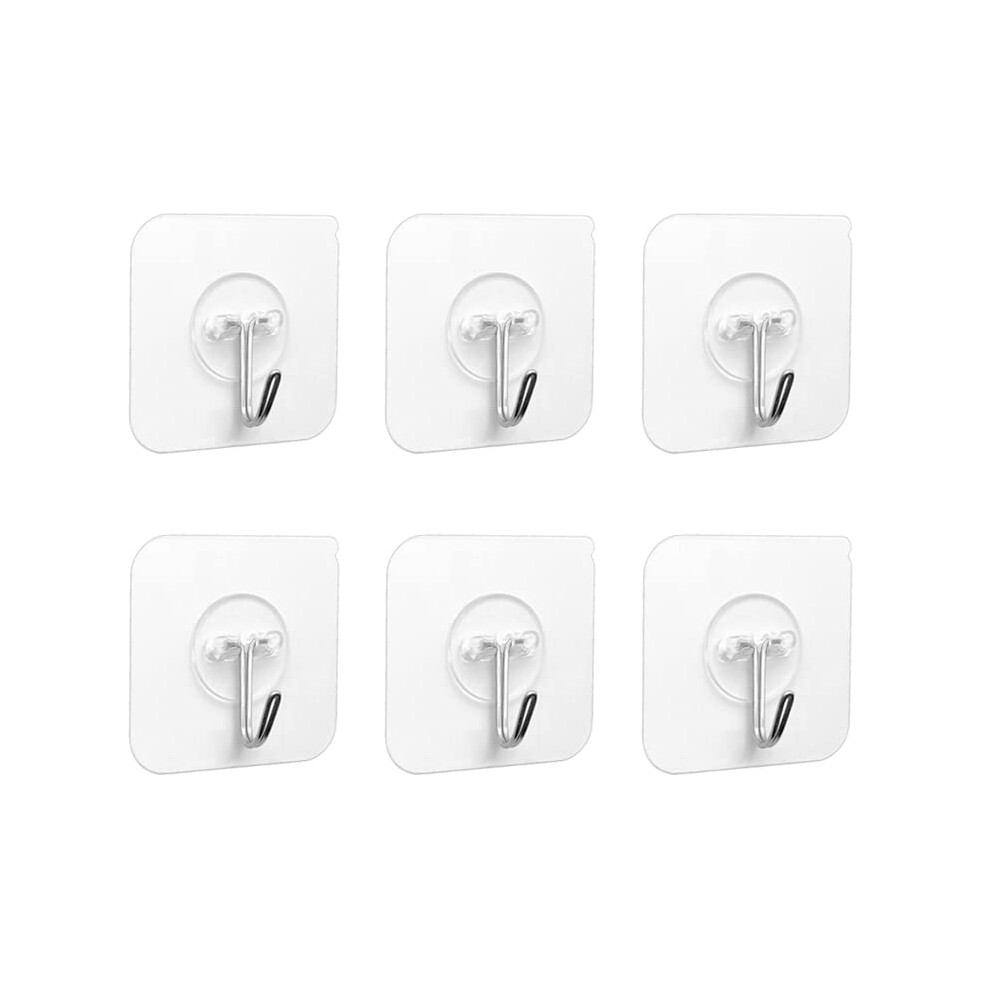 Pailewei 6 Pcs Adhesive Hooks - Clear Self Adhesive Plastic Sticky Hook 5Kg (Max),Wall, Stick On Hooks,Bathroom Hook, For Hanging,Key,Plug,Kitchen Ut 74455515
