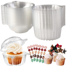 Surflyee 50 Pieces Clear Cupcake Boxes, Single Cupcake Boxes, 4.5 Inch Individual Cupcake Box for Cupcakes, Large Muffin, Salad, Cheese, Suitable for