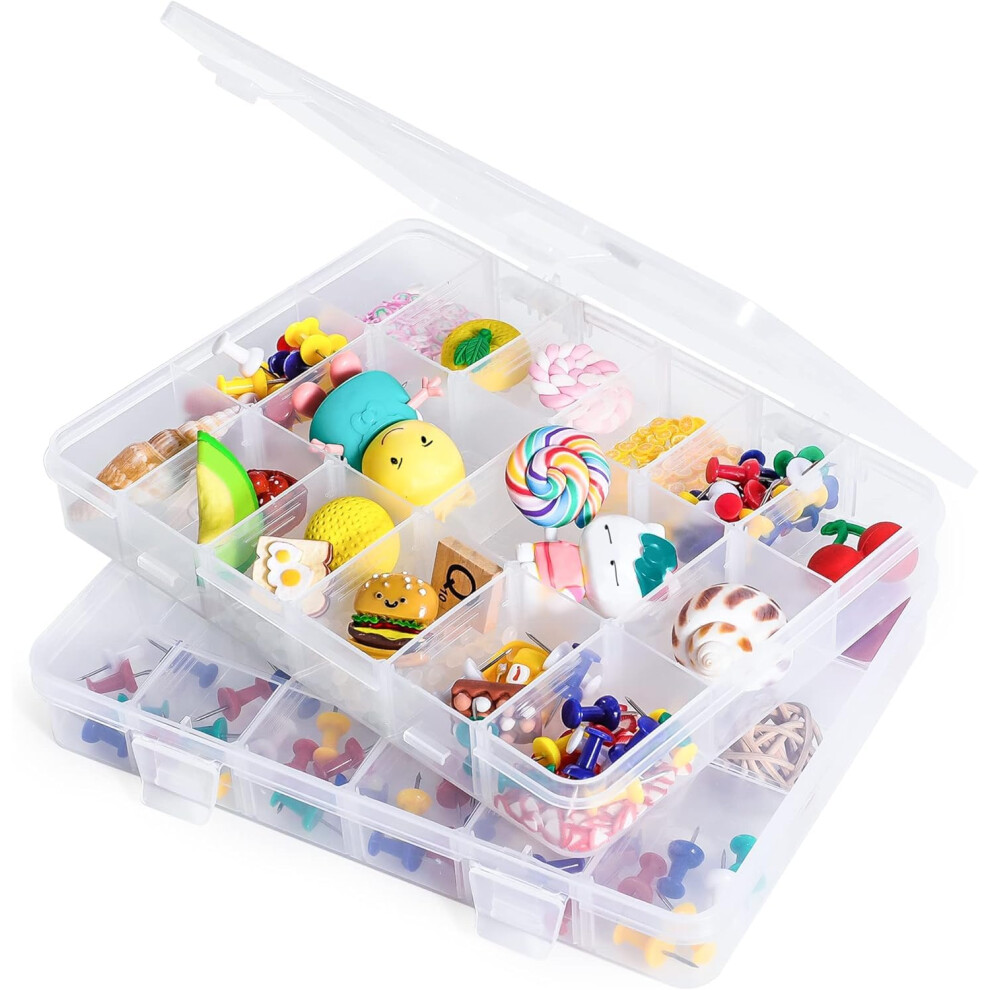 Snack Box With Compartments, 2 Pcs Snackle Box Trays With 18 Removable Grids Compartments, Clear Multi Stackable Plastic Organizer Container Fo Laifu