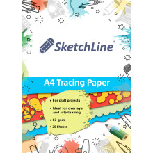 SketchLine Tracing Paper A4 Size 25 Sheets (63gsm) with High Transparency & Optimum Thickness for Drawing, Sketching & Dressmaking