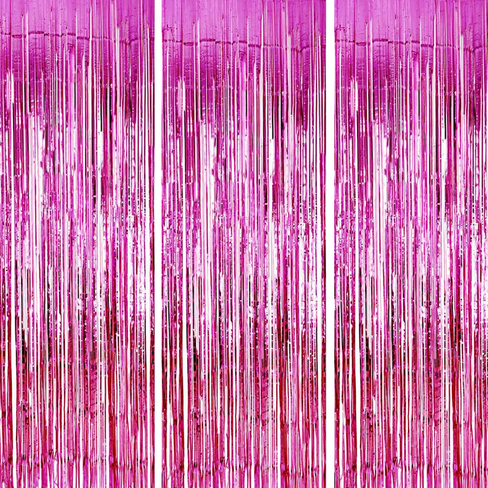 3Pc 1M*2M Rose Foil Curtain Decorations,Metallic Tinsel Curtains Party Backdrop Curtain Shimmer Curtain,Fringe Backdrop Hanging Streamer For Hallowee Hongci