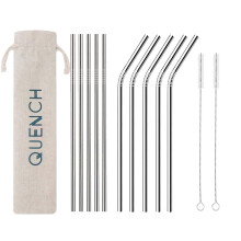 DS Living 12 Pcs Stainless Steel Reusable Metal Drinking Straws, Set of 10 + 2X Free Cleaning Brushes and Free Carry Pouch (10 Straw + 2 Brush Pack)