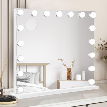 Ruication Hollywood Vanity Mirror with Lights, 6052cm Large Lighted Makeup Mirror with 17 Dimmable Bulbs, 3 Color Modes, Touch Screen Control, Table