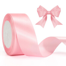 KINGLAKE 40mm Pink Satin Ribbon for Gift Wrappring, 22M Polyester Balloon Ribbon Fabric Thick Ribbon for Crafting,Xmas,Valentine,Bouquets,Cake,Hair B