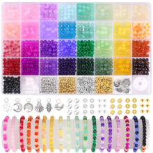 Funtopia 1400 Pcs Glass Beads for Bracelet Making, 34 Colors 6mm Crystal Gemstone Beads Imitative Jade Bead for Jewelry Making DIY Crafts Supplies fo