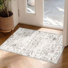 Homcomodar Washable Rug 60x90cm Non-Slip Doormat Faux Wool Short Pile Boho Area Rugs for Bedroom, Kitchen, Hallway, Office, Runner,Entrance, Entryway