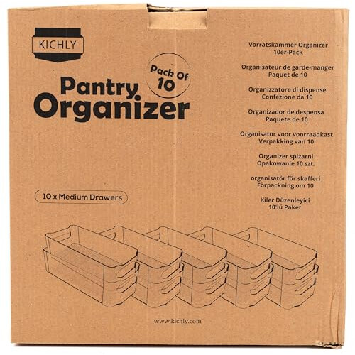 KICHLY Stackable Fridge Organisers - Set of 20 Storage Containers with Handles - Multipurpose Organizer Boxes For Kitchen, Fridge, Cupboard, Snacks, 2