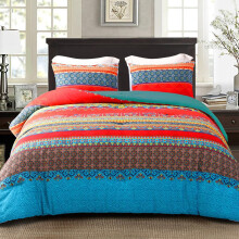 Exclusivo Mezcla Coverless Duvet Set with 2 Pillowcases, 7.5 Tog Double Size Reversible Duvet All Seasons with Bohomian Pattern, Lightweight and Warm