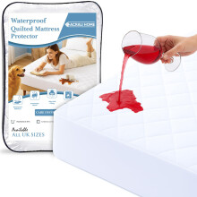 Acrali Home Quilted Waterproof King Size Mattress Protector, 4-Layer Super Absorbent Design, Non-Slip Extra Deep Fitted Skirt, Machine Washable, Anti