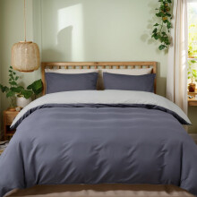MIKI WELL King Size Duvet Cover Set - 3Pcs Reversible Bedding Sets King Size Dark Grey and Light Grey, Soft Microfiber Kingsize Quilt Cover with 2 Pi