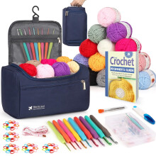 Reessy Crochet Kits for Beginners Adults, 88 PCS Crochet Kit include Instructions Crochet Hooks 15Pcs 25g Yarn Storage Bag and Knitting Accessories