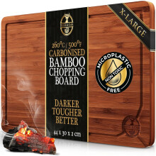 Deer & Oak X-Large Carbonised Cutting Board 44x30x2cm, Pre-Oiled Wooden Bamboo Chopping Board for Carving Meat, Fish, Vegetables, Fruits, Cheese, Bre