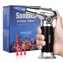 Sondiko Kitchen Blow Torch S901, Refillable Kitchen Butane Torch with Safety Lock and Adjustable Flame for DIY, Creme Brulee, BBQ and Baking(Butane G