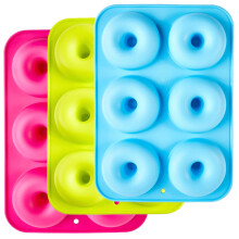 Silicone Donut Moulds,3 Pack Silicon Doughnut Mould,Large Non-Stick 6 Cavity Molds Doughnut Tray Donut Pan,Bagel Baking Tin,Muffin Cupcake Biscuit Do