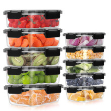 10 Pack Glass Meal Prep Containers, Airtight Glass Food Containers, Stackable Glass Food Storage Containers Set with Lids,BPA-Free, for Microwave, Ov