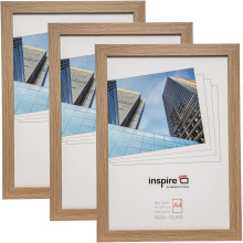 Hampton Frames | A4 Picture Frames, Triple Pack, Oak Effect, Acrylic Front | Lightweight, Shatter-Resistant, Wall or Desk Display | Modern Photo Fram