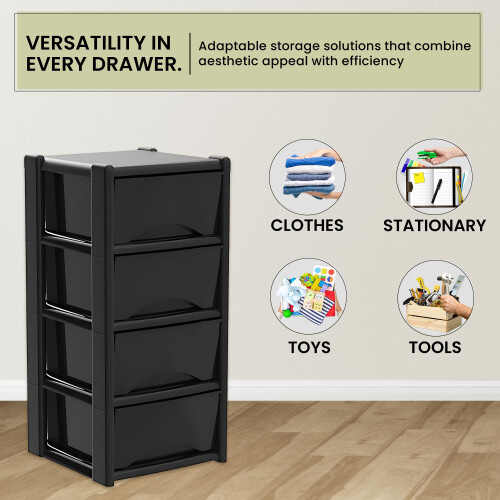 Neat. 4 Plastic Storage Drawers - Space-Saving Draws for Office & Home, Plastic Drawers Storage Unit - Durable Plastic Storage Draws - Plastic Draws 2