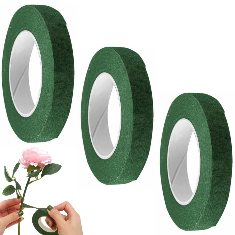 Xfentech 3 Roll Florist Tape - 12Mm Width Dark Green Flower Tape For Bouquet Stem Wrapping And Diy Handcrafts - 30 Yard/Each 70299908
