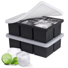 Ice Cube Tray, Large Ice Cube Moulds for Easy Release, Large Silicone Ice Cube Tray with Lid for Freeze, Stackable Square Ice Tray for Cocktails Whis