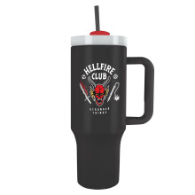 Pyramid International Stranger Things Hellfire Club 40oz/1200ML Tumbler with Straw and Lid, Advanced Double-Wall Vacuum Insulation, Keeps Drinks Chil