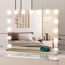 YOURLITE Hollywood Vanity Mirror with Lights, 5845cm Lighted Makeup Mirror with 15 Dimmable Led Bulbs, 3 Lighting Modes, Touch Screen Control, Table