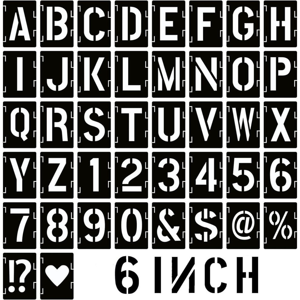 6 Inch Letter And Number Stencils,Letters And Numbers Stencil Kit,42 Pcs Reusable Alphabet Templates Interlocking Stencil Kit For Painting On Wood,Wa 59068600