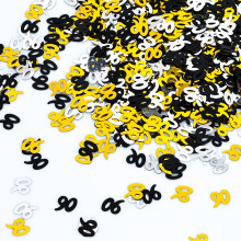 Darbermu 90th Birthday Confetti, 30g Black Gold Silver Table Confetti, Metallic Glitter Foil Table Confetti Sequins for 90 Years Birthday Party Anniv