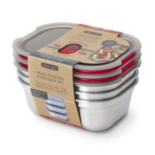BLACK + BLUM Lunch Box Set - Meal Prep Containers Reusable for Picnic & Camping - Microwavable Stainless Steel Lunch Food Storage Box - Leak Proof Li