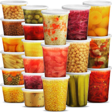 JoyServe Deli Food Containers with 54 Lids - (48 Sets) 24-946ml Quart Size & 24-473ml Pint Size Meal Prep Containers Reusable Airtight, Food Storage