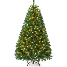 5FT Pre-Lit Artificial Christmas Tree with 180 LED Lights 580 Branch Tips Green Xmas Trees Bushy Christmas Tree Fake Pine Tree with Metal Stand Easy