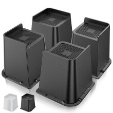USION Bed Risers 6 inch Heavy Duty Furniture Risers, Up to 6000 Lbs L shaped Bed Lifts Blocks for Sofa Table Couch Desk Bookshelf (Black, 6IN-4PCS)