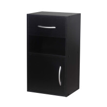 URBNLIVING 1 Door 1 Drawer Wooden Bedroom Bedside Cabinet Shelf Nightstand Side Table Unit (Black)