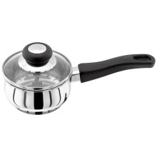 Judge Vista Stainless Steel Small Saucepan 12cm, 500ml, Shatterproof Vented Glass Lid, Induction Ready, Oven Safe